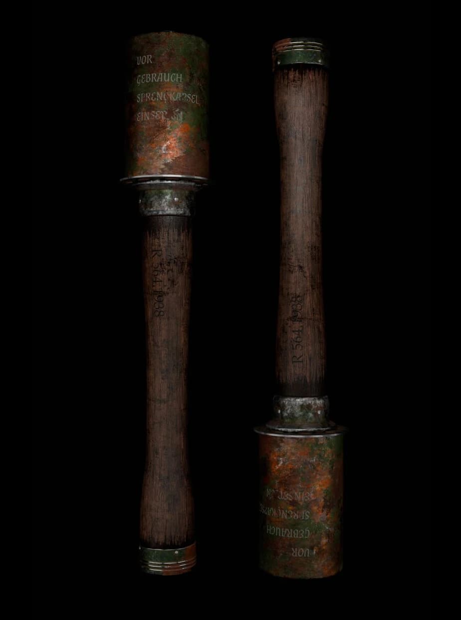 Front and back views of the grenade