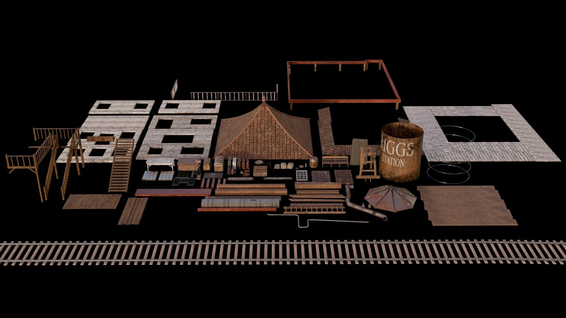 Red Dead Redemption 2-Inspired Environment Scene — Modular Kit — PBR Textures