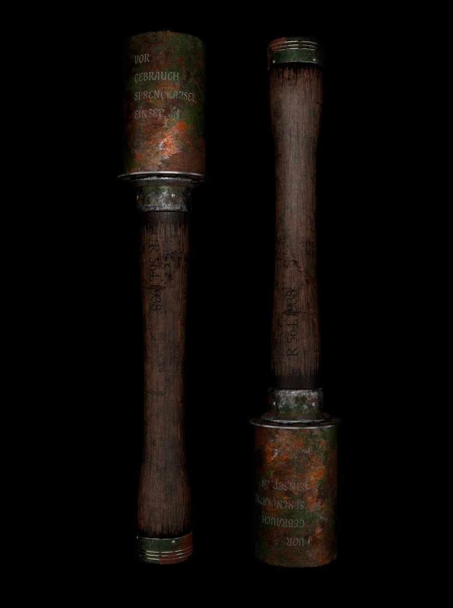Front and back views of the grenade
